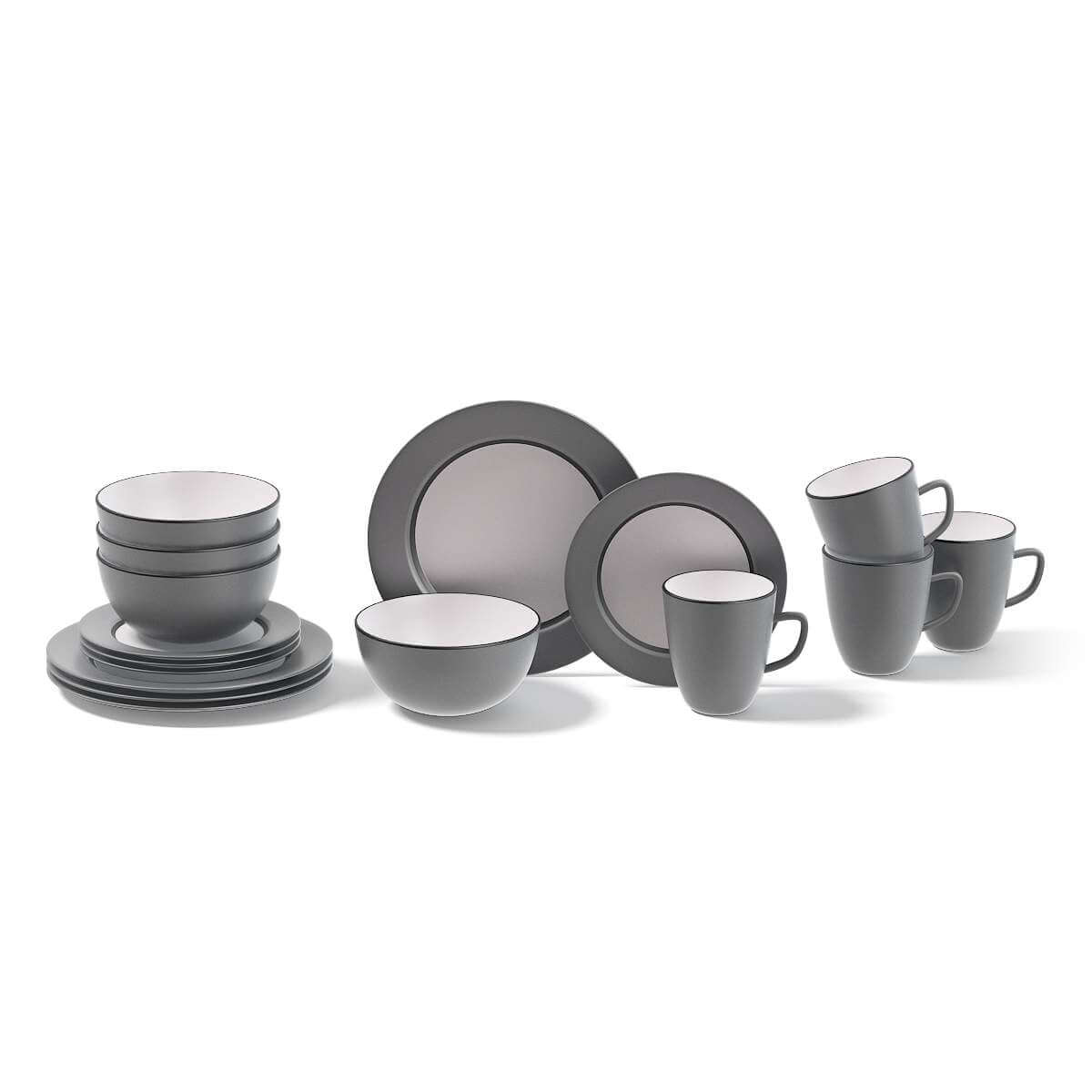 Grey Dishes Set 3D Model by cgaxis
