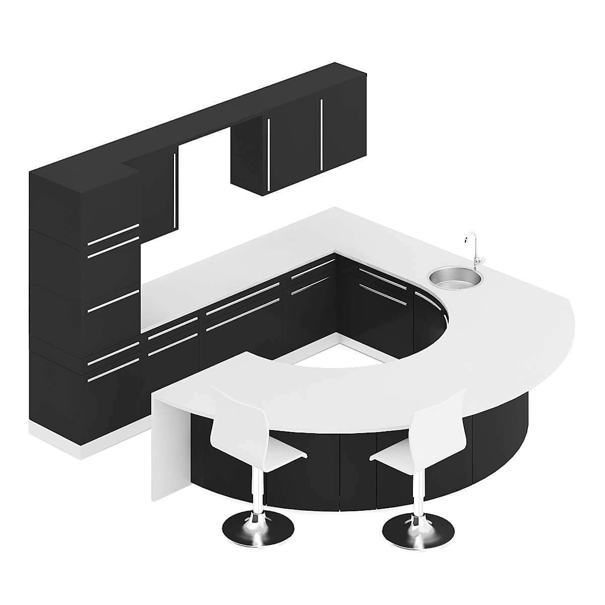 Kitchen Furniture Set 12 3D Model by cgaxis