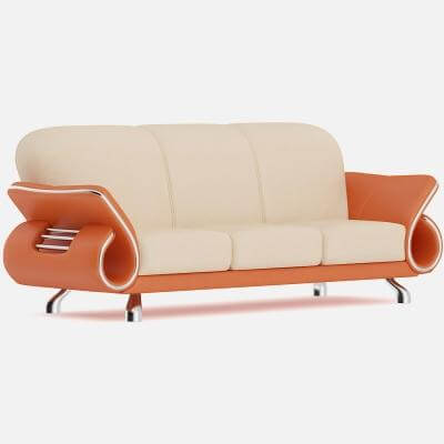 Orange Leather Sofa 3d Model