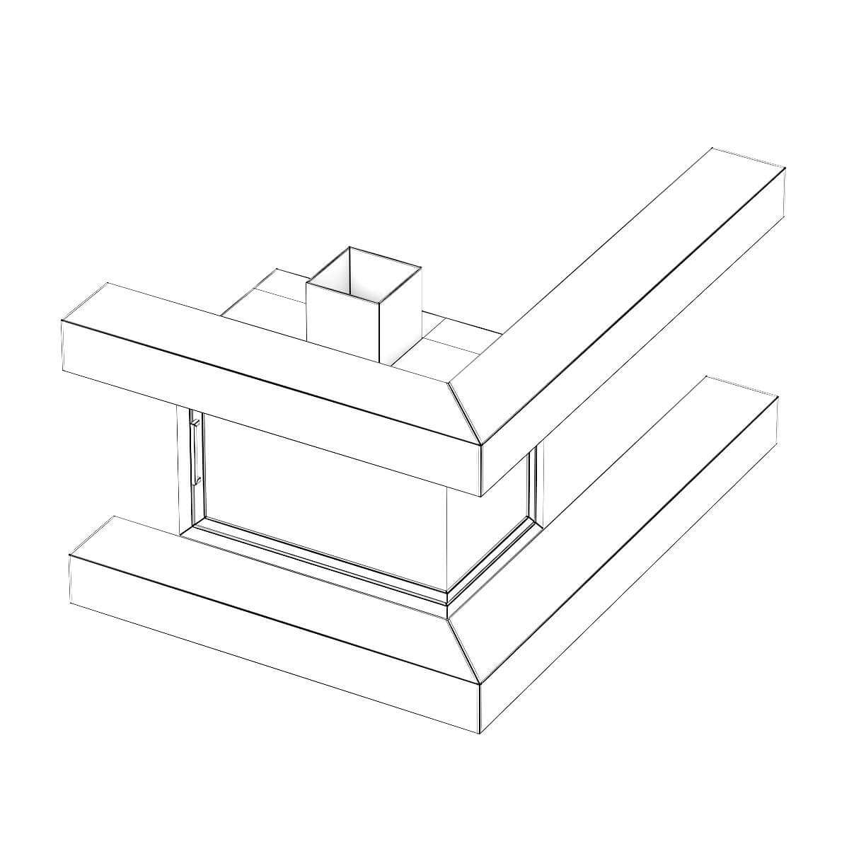 Wall Fireplace with Corner Shelves 3D Model by cgaxis