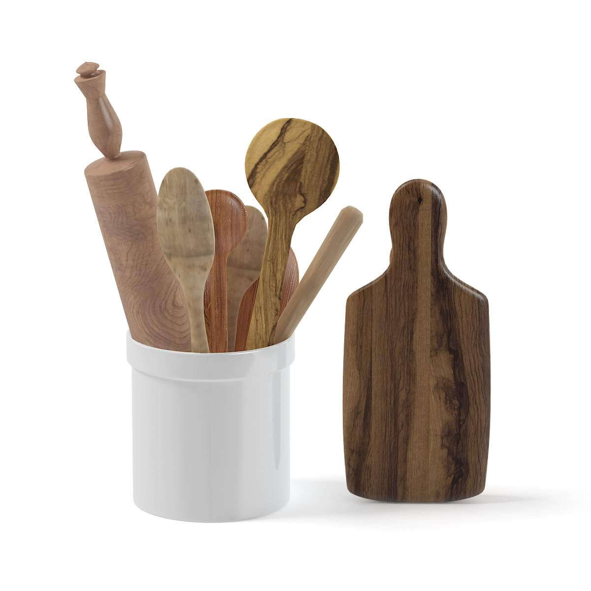 Wooden Kitchen Utensils - 3D Model by cgaxis