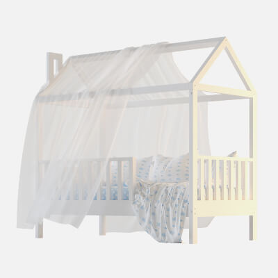 Childrens Bed House Linn with Board - Solid Beech