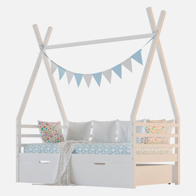 Childrens Bed House Wigwam with Board
