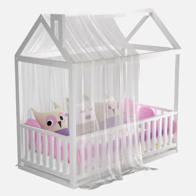 Childrens Floor Bed-House Alva From Solid Beech