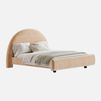 Desirae Flannelette Round-Shaped Headboard Bed Frame King