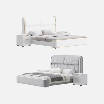 Elegant White Pine Wood Panel Bed