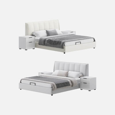 Gray Wingback Upholstered Headboard Bed