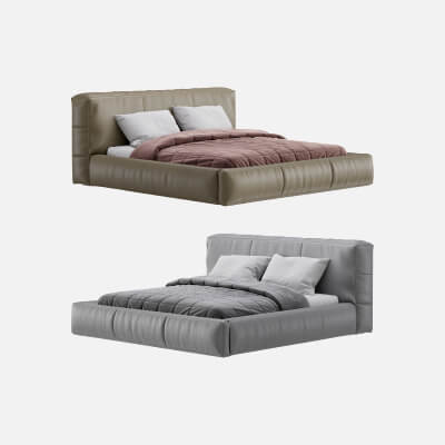 Icnoyotl Suede Fabric Rectangular Headboard Modern Bed I