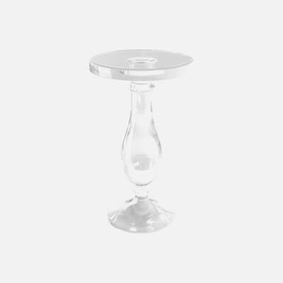 Modern Acrylic Clear Round End Table with Pedestal