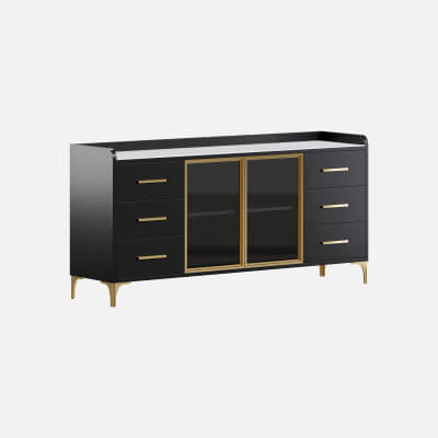Modern Glass Door Wood Sideboard 2