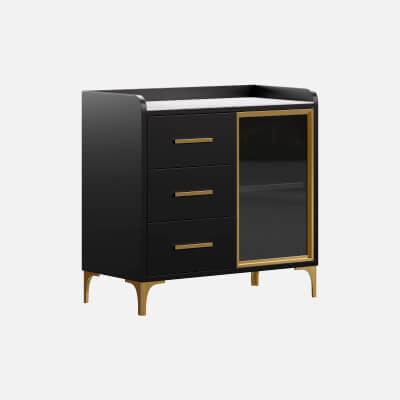 Modern Glass Door Wood Sideboard