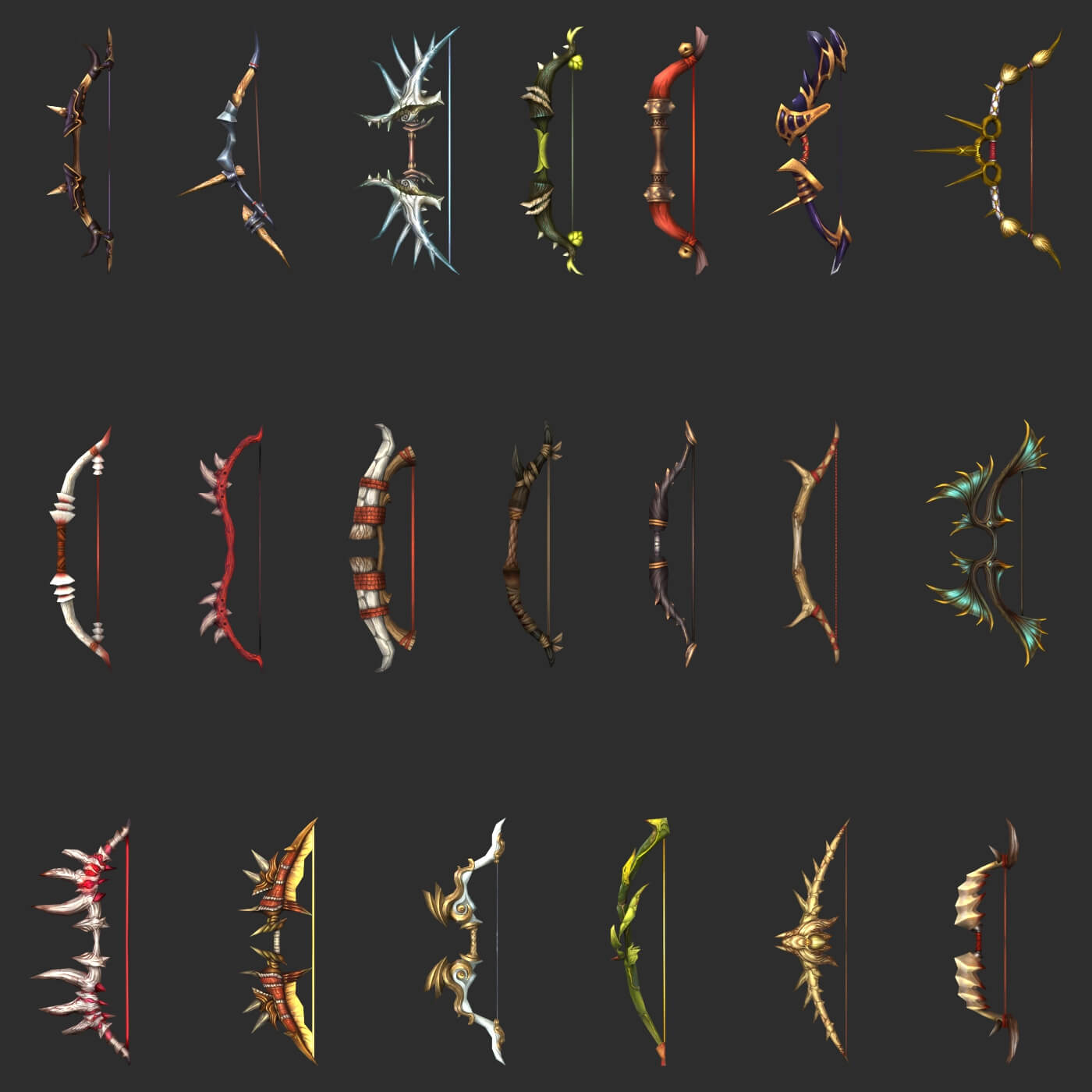 Fantasy Bow Weapon Collection - 3D Model by cghriggs