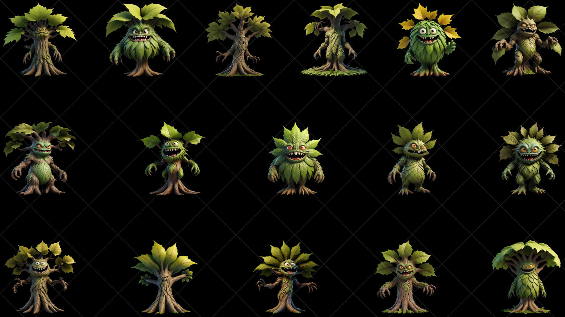 112 Fantasy Tree Monster Characters - 2D Game Asset by cgsea
