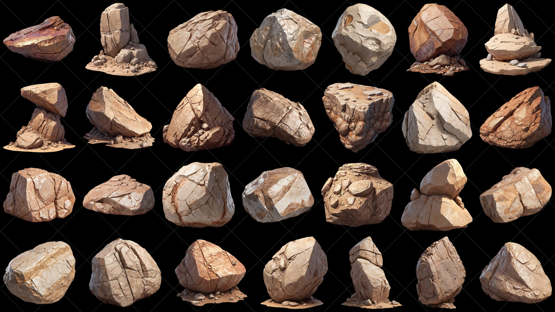 112 Transparent Mountain Rocks Game Assets by cgsea