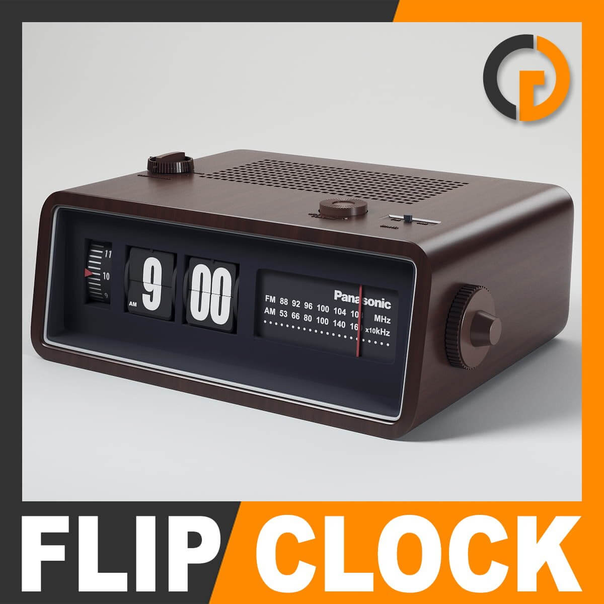 Retro Radio Alarm Flip Clock 3D Model by CGShape