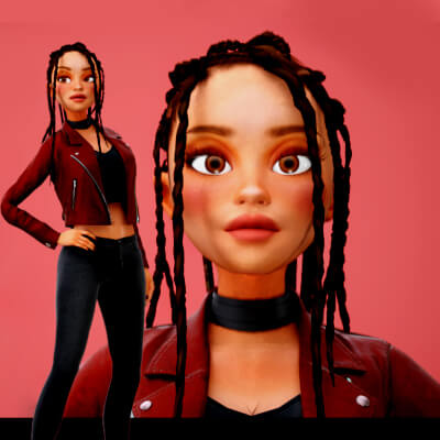 Game Cartoon Stylized Office Girl Rigged