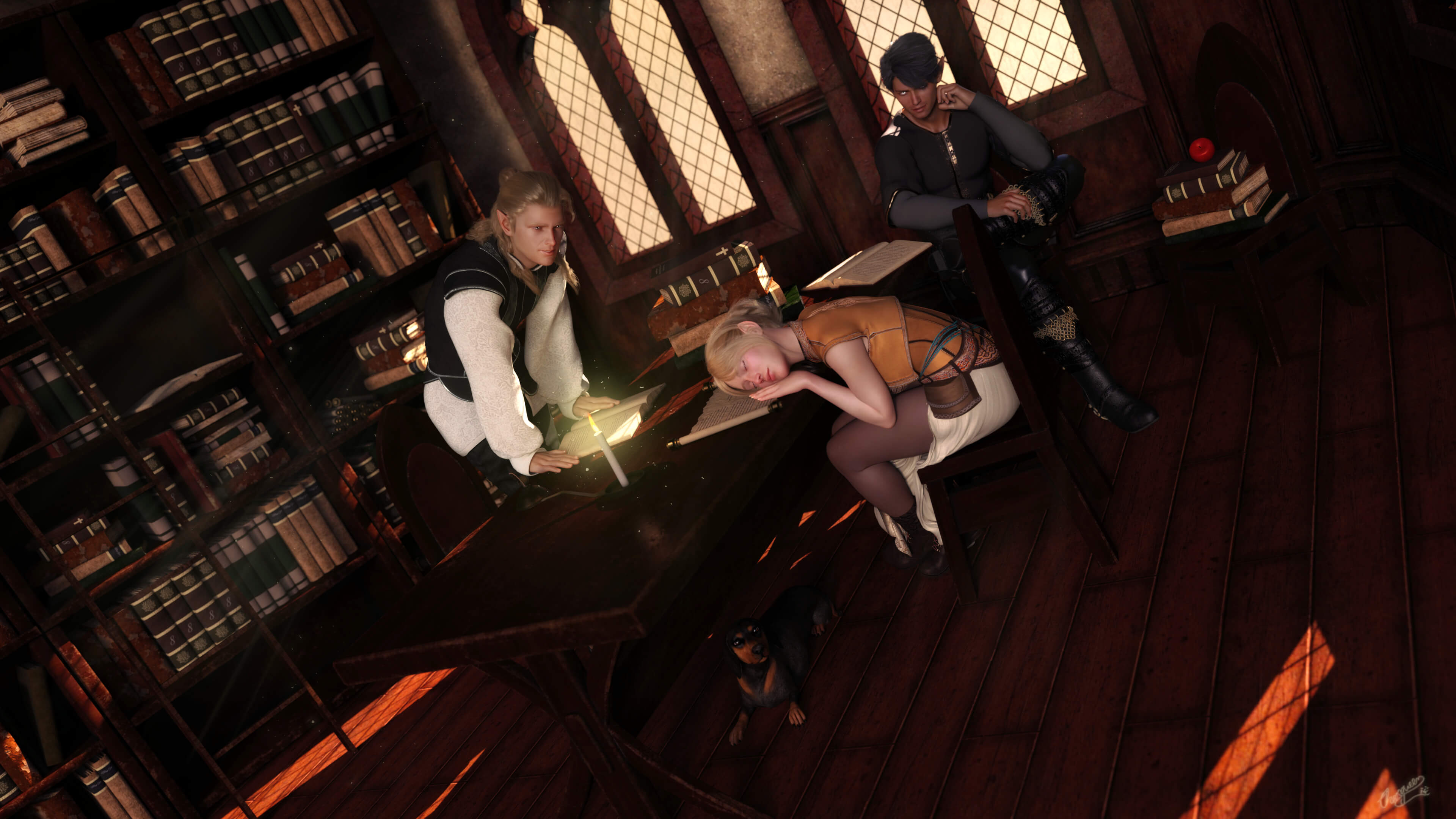 Sleeping in Class 3D Render, Digital Art by Chaosqueens-world
