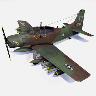 Douglas A-1E or AD-5 Skyraider 3D Model by ChipBassChaos