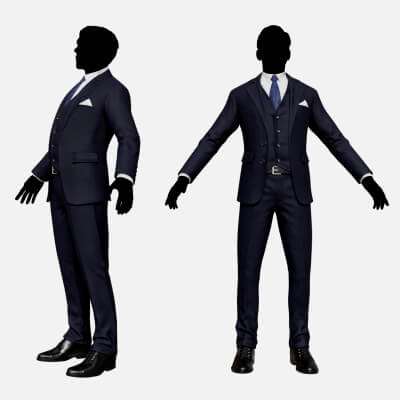 Men Pants With Shirt Blazer and Shoes Vest Blue Black
