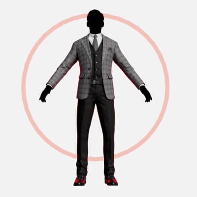 Men Pans With Shirt Blazer and Shoes Vest Checkered Gray
