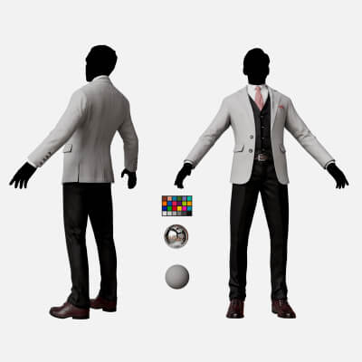 Men Pans With Shirt Blazer and Shoes Vest Gray and Black