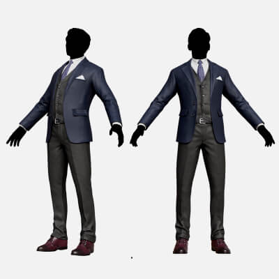 Men Pants with Shirt Blazer and Shoes Mix Black Blue