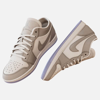 Shoes Nike White Wolf Gray Model Low Poly 3D Model