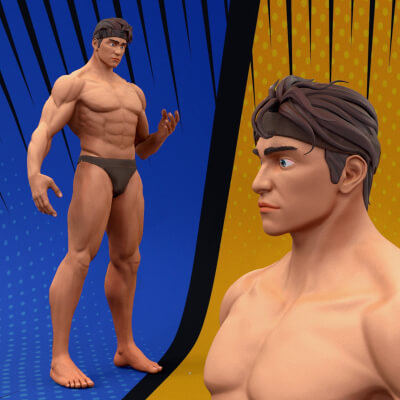 Stylized Body Hero Man Anatomy Game Films