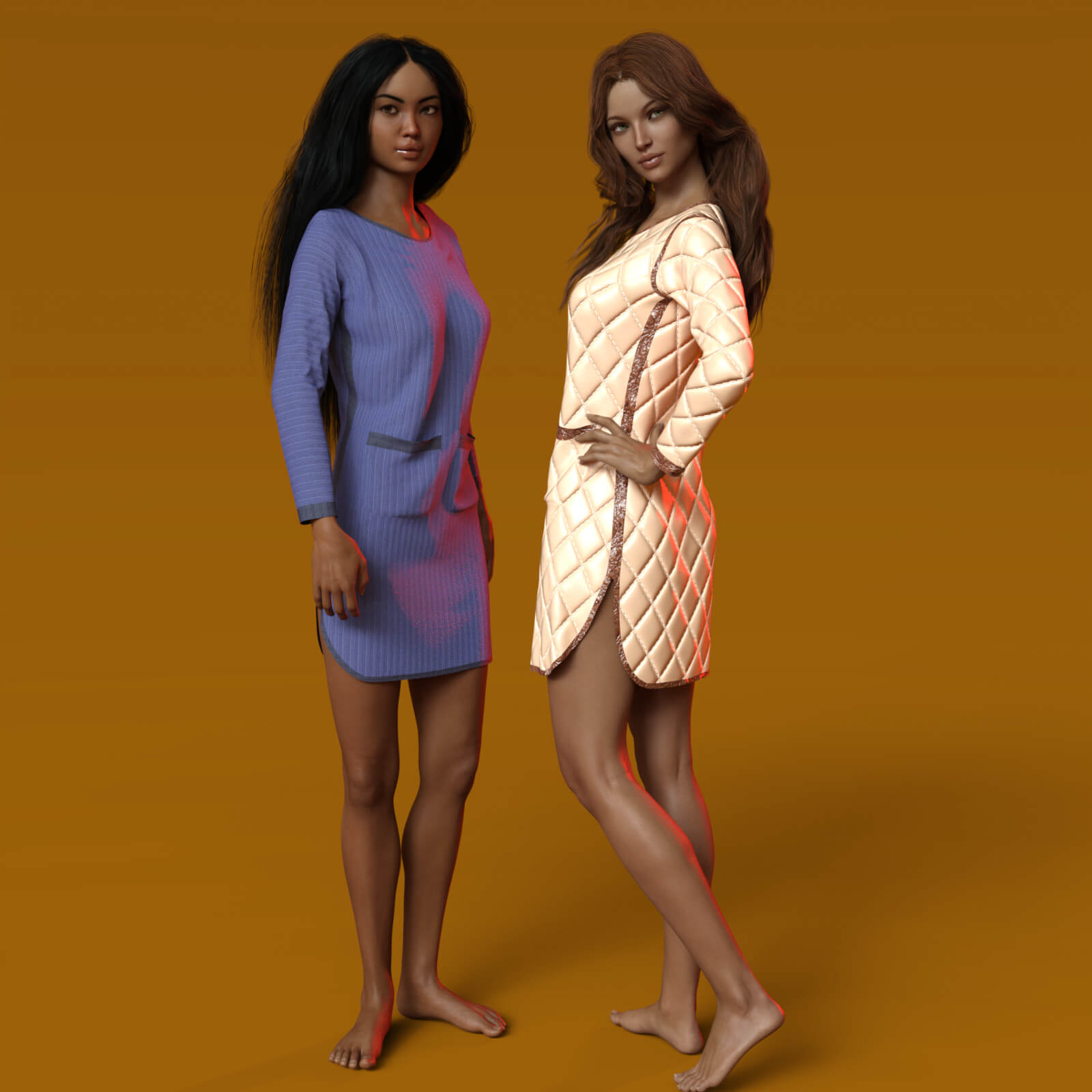 Quilted Dress for Genesis 3 Female Free Daz Content by chriscox