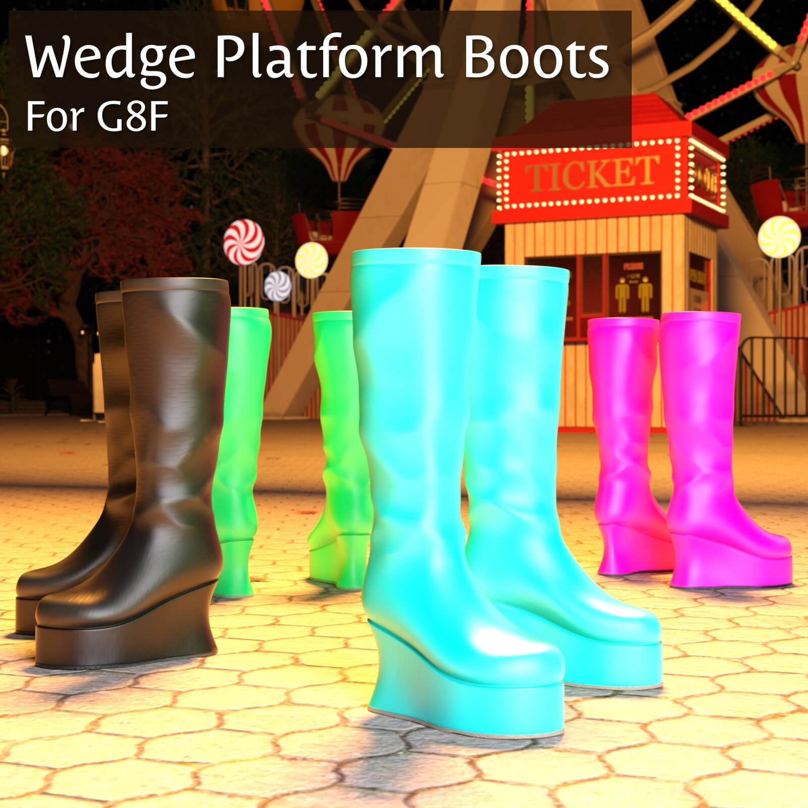Wedge Platform Boots Daz Content by chriscox