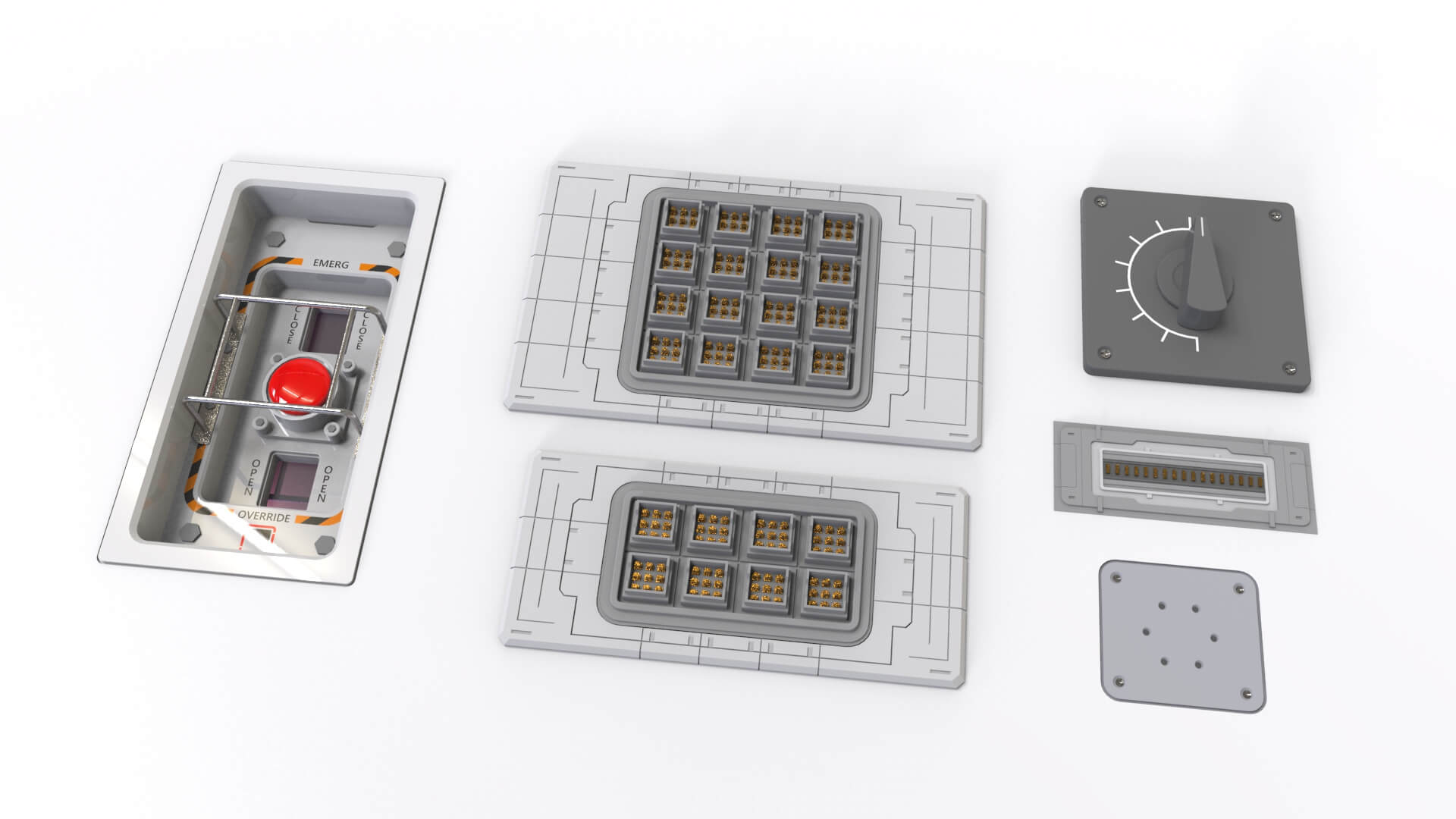 Dashboard 5 Control Panel With Buttons and Knobs - 3D Model by Chtazi