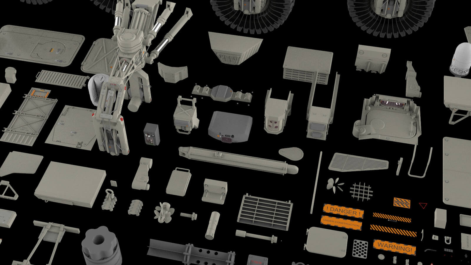 Mechanics Collection 2 Kitbash - 3D Model by Chtazi