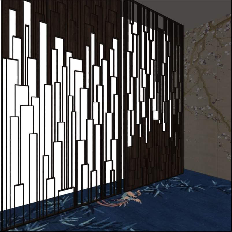 Modern Chinese Style Partition 3D Model by chuanmao