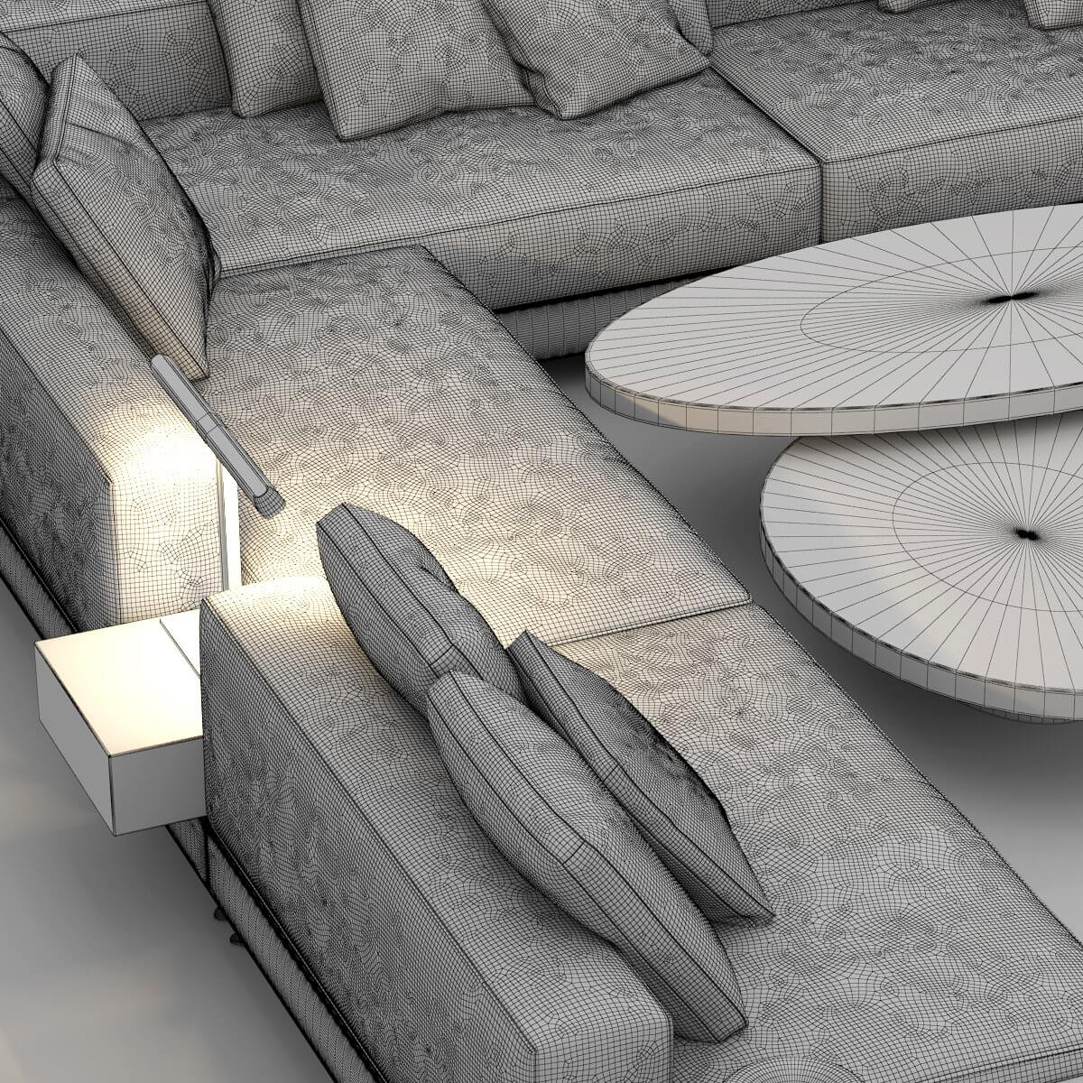 Modern Luxury Fabric Sofa and Tea Table 3D Model by chuanmao