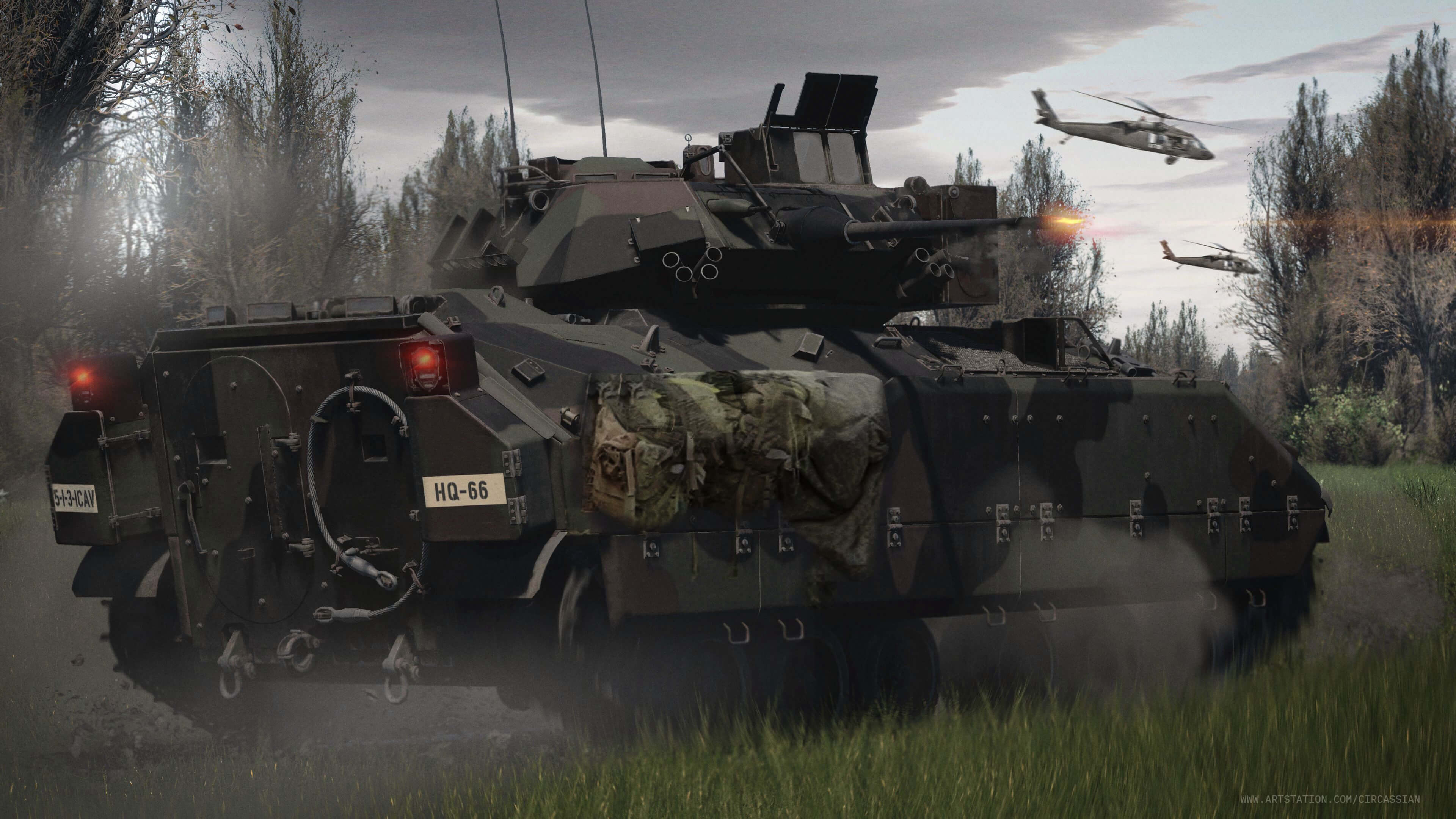 M3 Bradley CARC, Louisiana, April 1990 3D Desktop HD Wallpaper