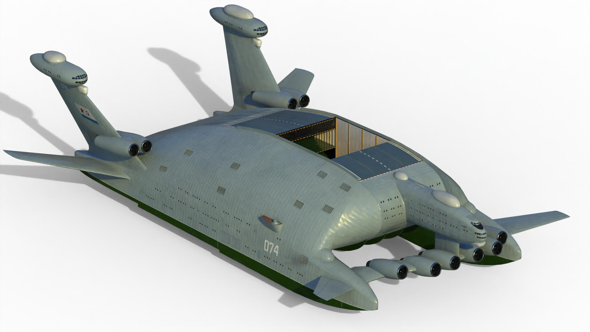 Bartini A2500 Wig Aircraft Carrier 3D Model by citizensnip