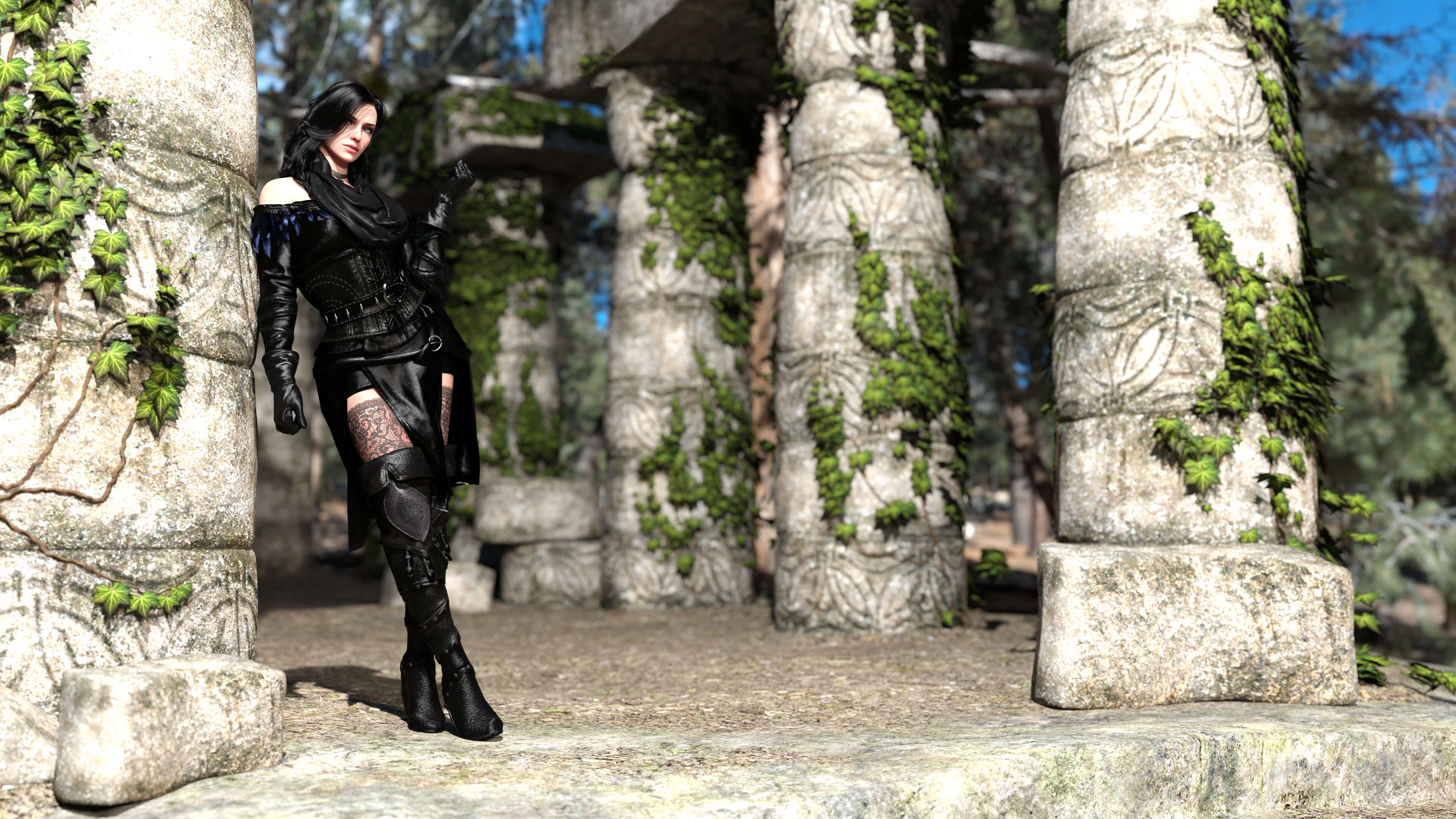 Yennefer in Elven Ruins 3D Render, Digital Art by CJones3DCG