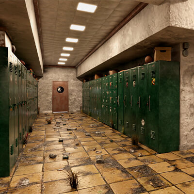 Abandoned 1970 Locker Hallway