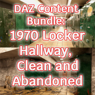 DAZ Content Bundle 1970 Locker Hallway Clean and Abandoned