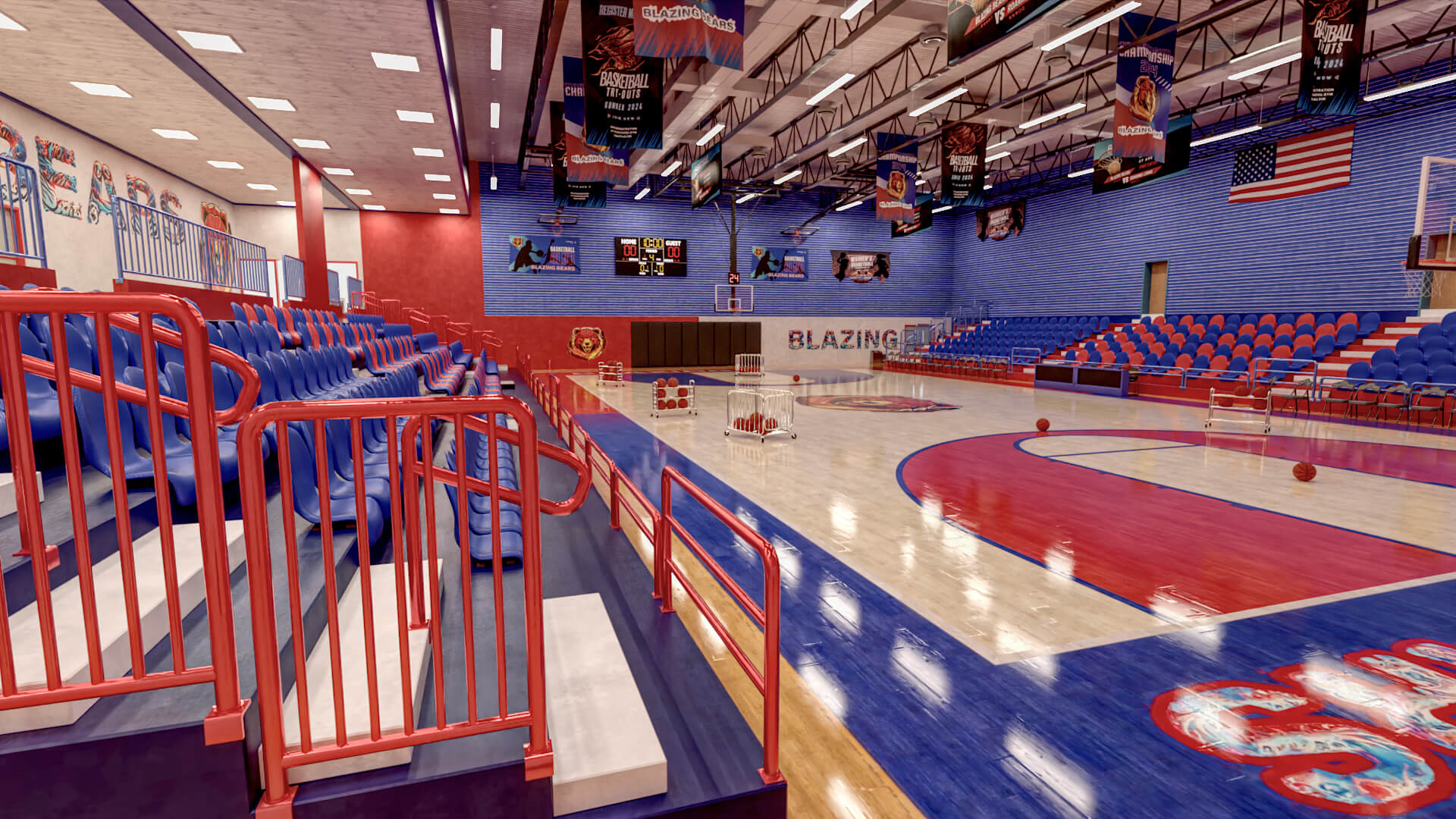 HS Basketball Gym Blazing Bears 3D Render RenderHub Gallery