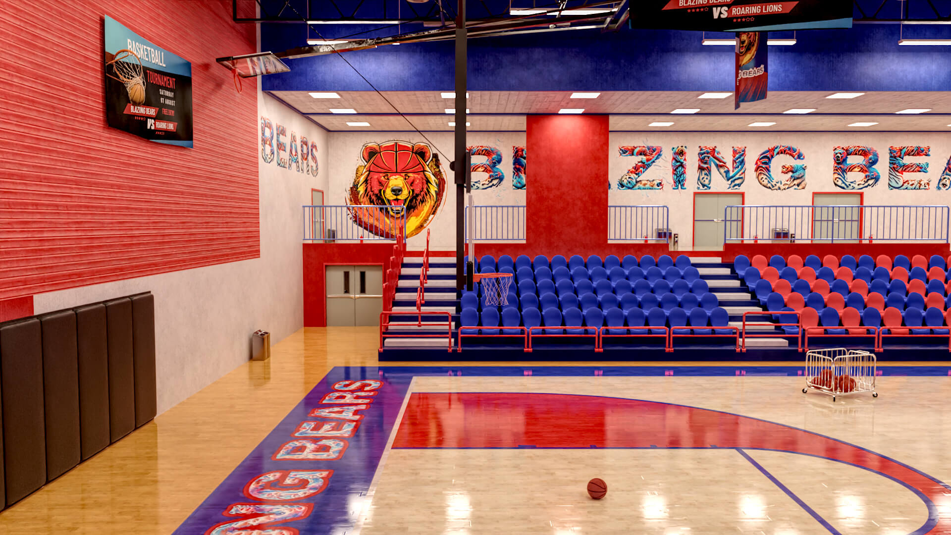 HS Basketball Gym Blazing Bears 3D Render RenderHub Gallery