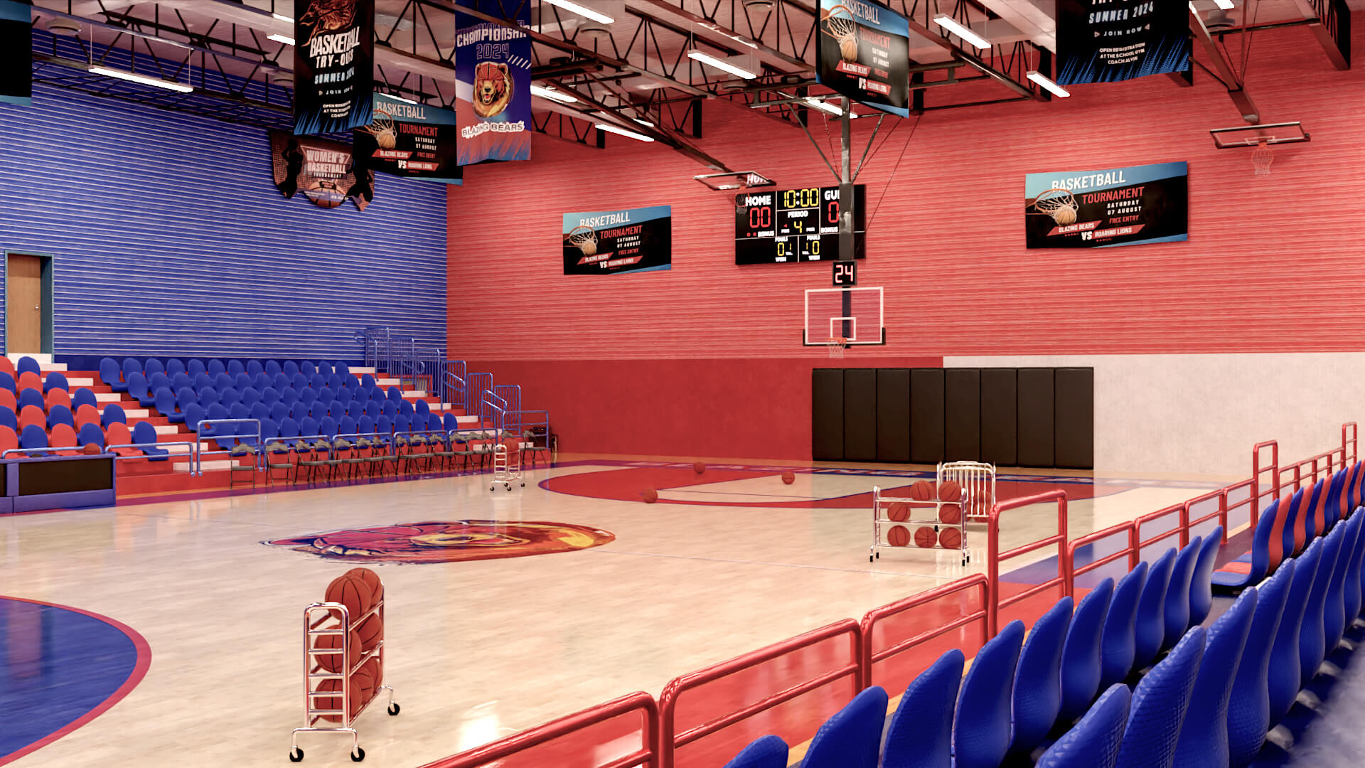 HS Basketball Gym Blazing Bears 3D Render RenderHub Gallery