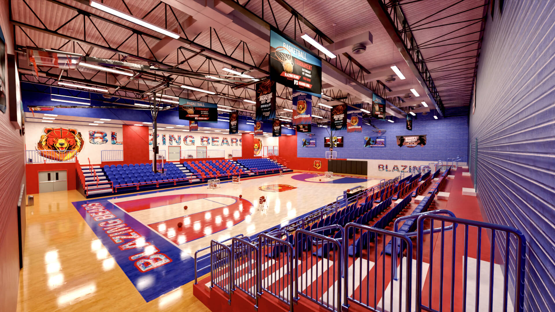 HS Basketball Gym Blazing Bears 3D Render RenderHub Gallery