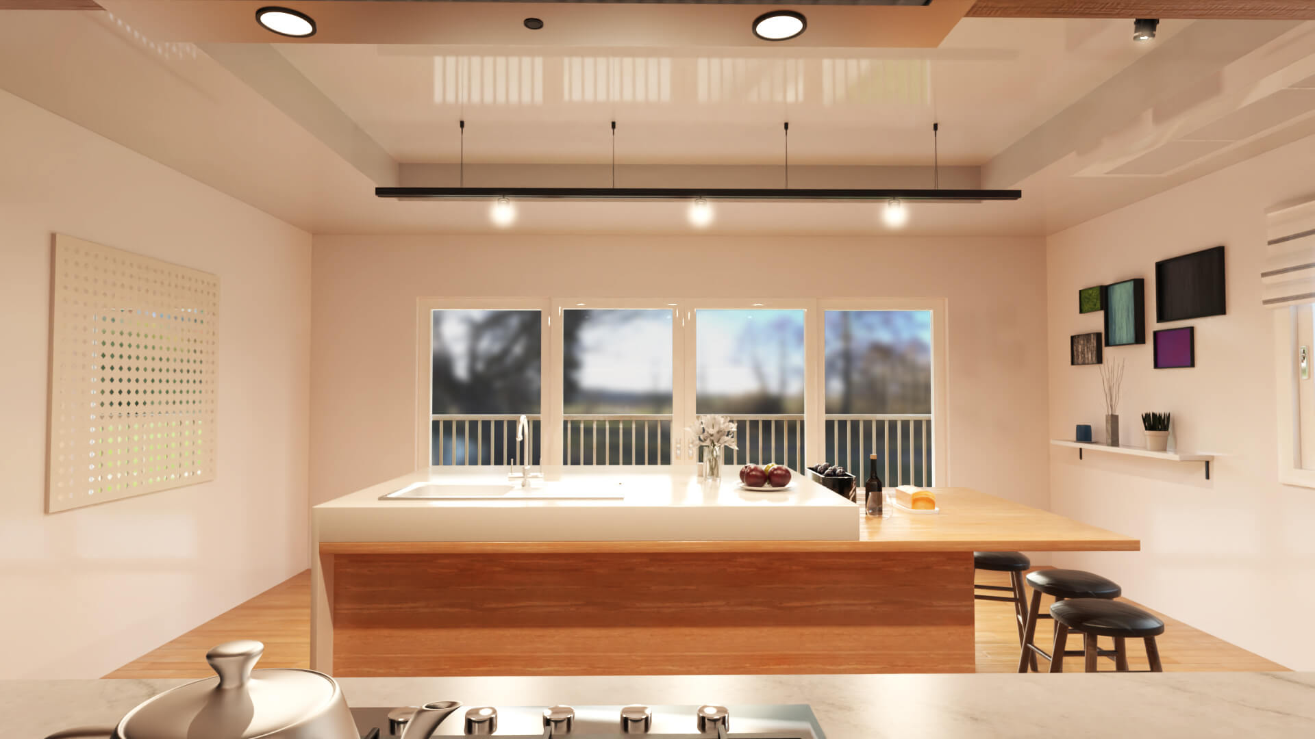 designer kitchen art: patterns, prints, and more -... Two Toned Kitchen 3D Render, Digital Art by clacydarch