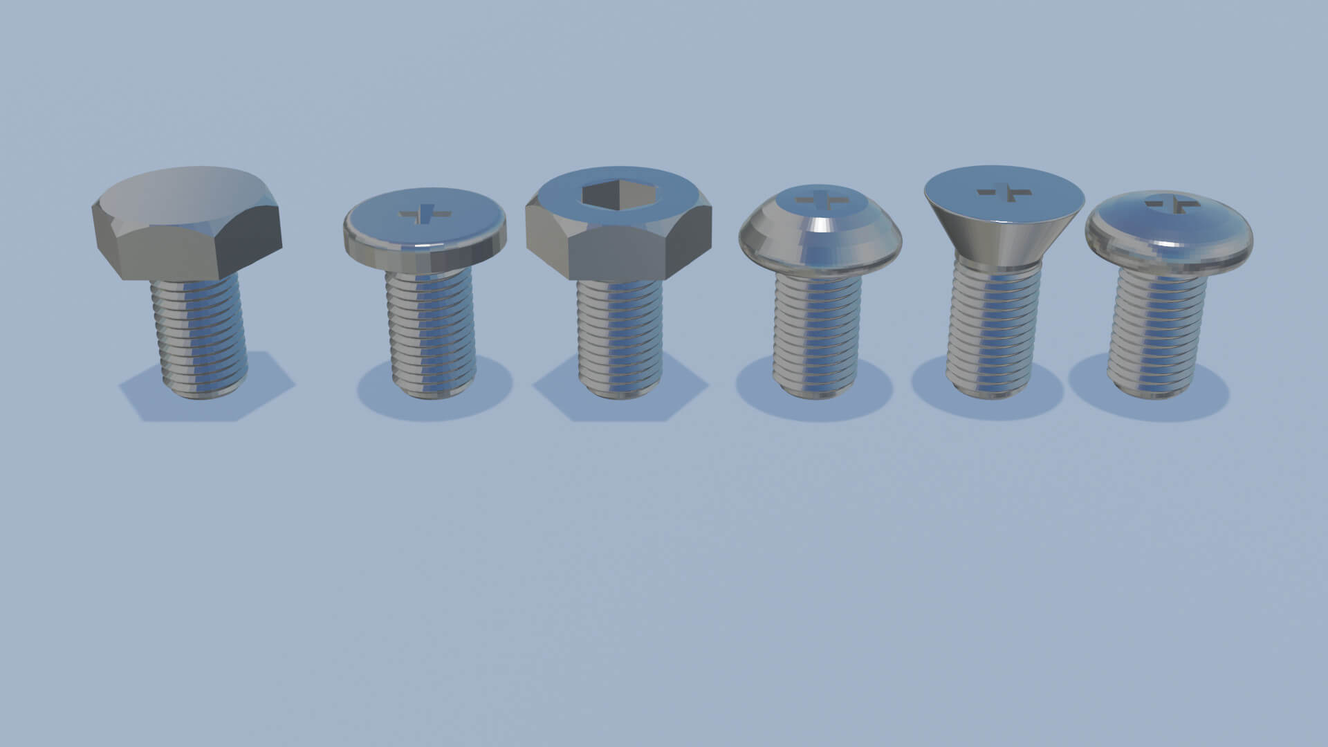 Bolts (Differents Types) Free 3D Model by clickdamn