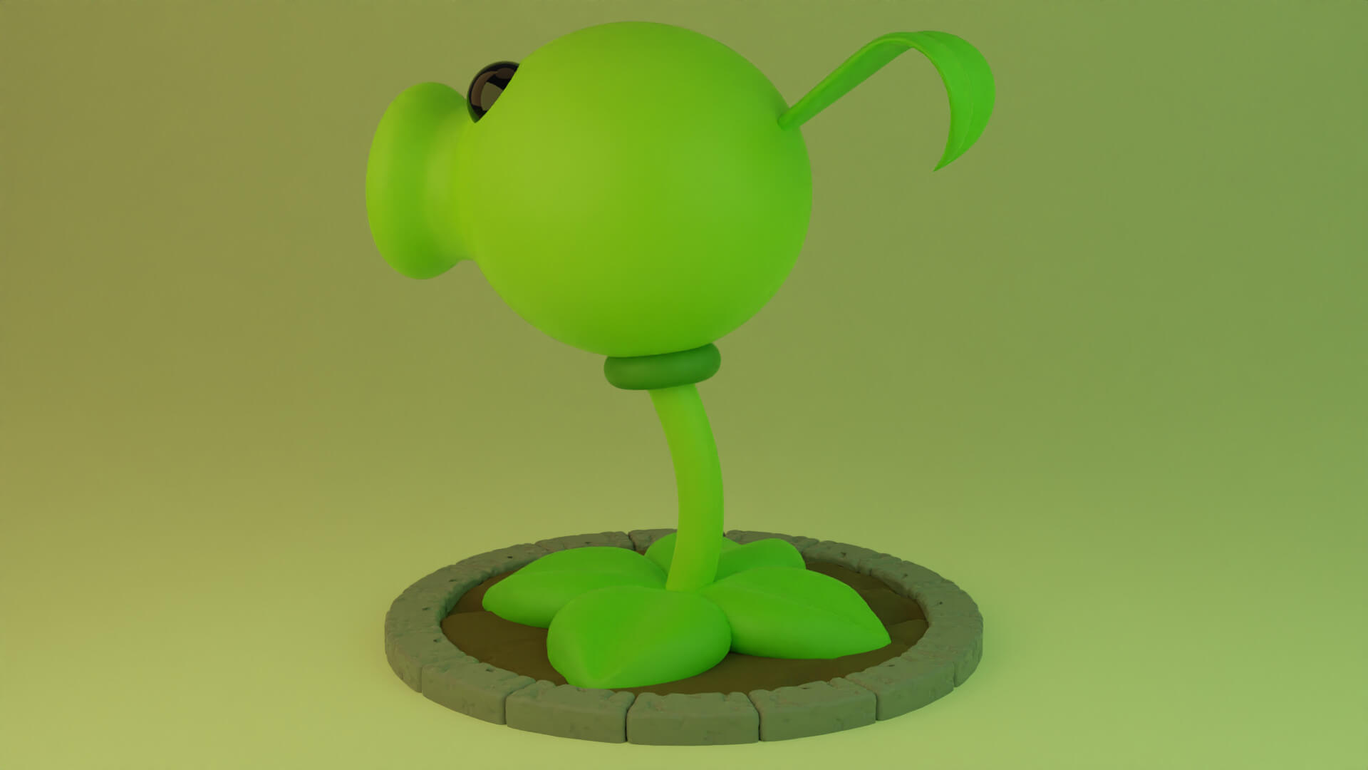 Peashooter From Plants Vs Zombies 3D Model by clickdamn