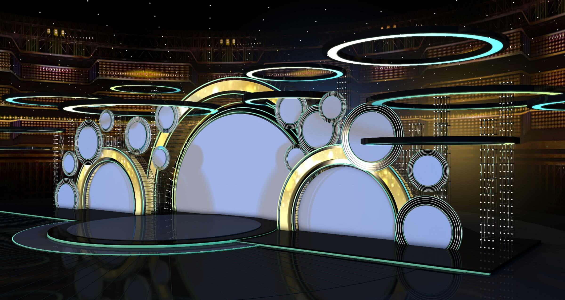 Q3 stage. Stage 3. 3 d stage. oscar 2025 stage 3d model. прожектор 3d модель.