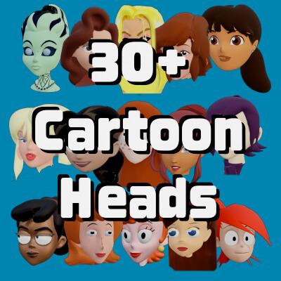 Cartoon Female Heads 30 Pack