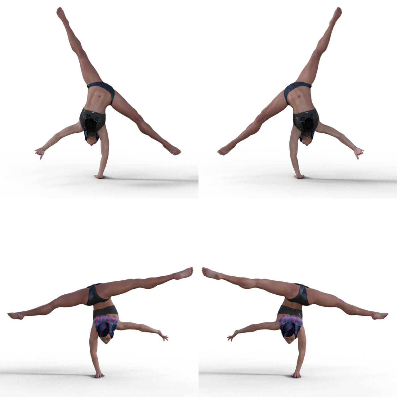 Contortionist Poses SET2 - Handstand Daz Content by crazyredleader