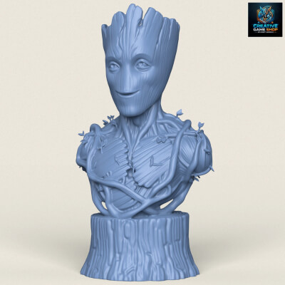 Groot Character Bust - 3D Model by creativegameshop